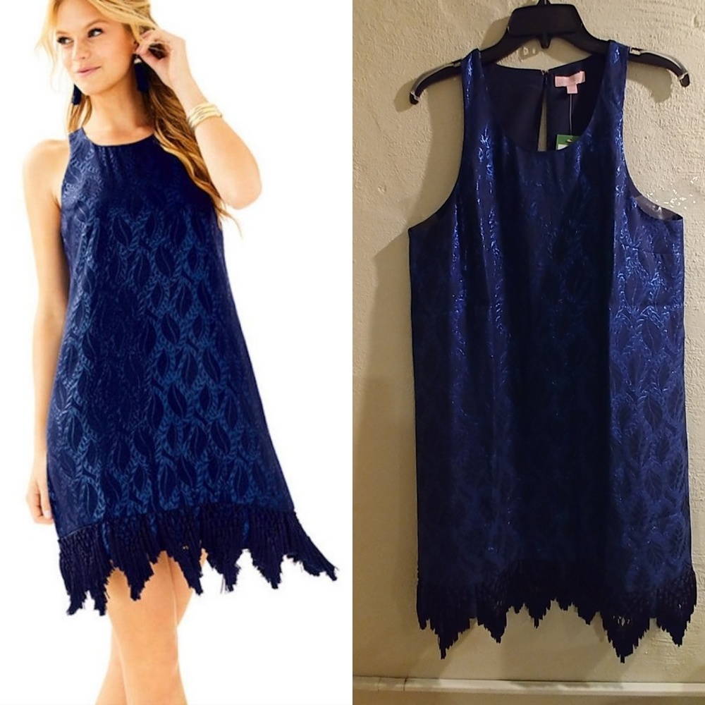 Lilly Pulitzer Marquette Shift Dress True Navy Sil